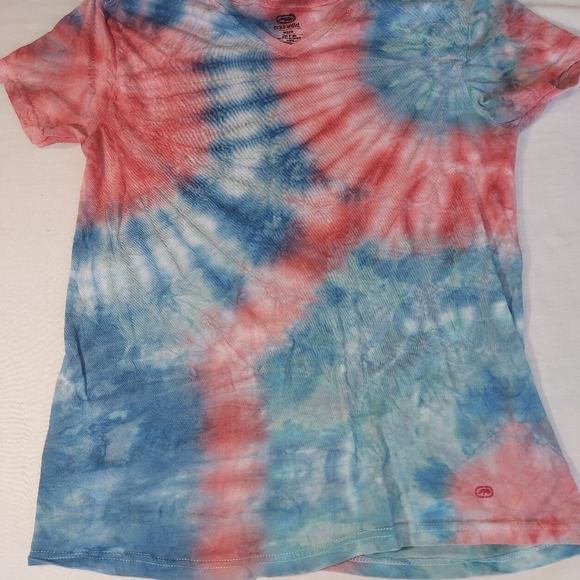 Ecko Unltd Pink Blue Tie Dye Short Sleeve V Neck T-Shirt, Medium - Picture 2 of 9